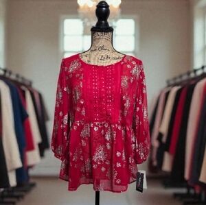 Floral Red Women's Top